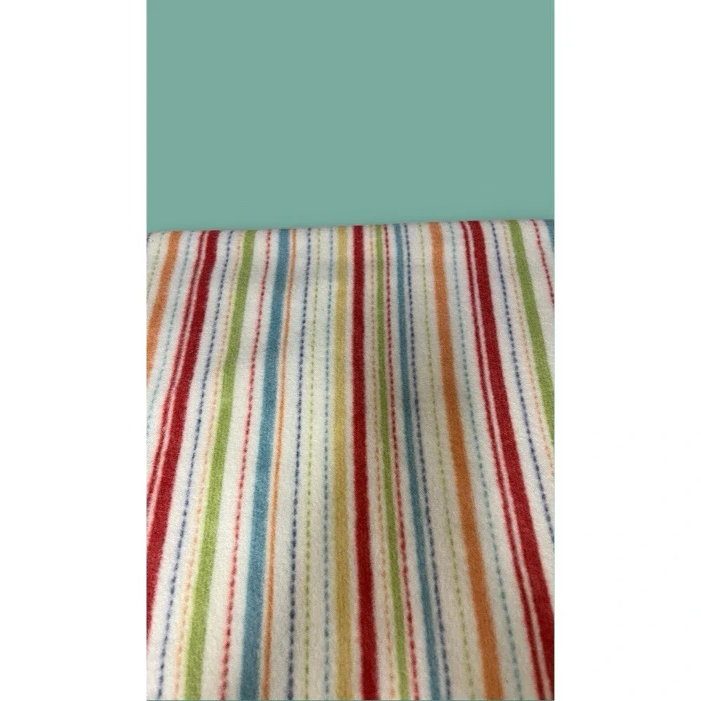 Quilt Craft Sewing Material Fleece Fabric Multicolor Stripe Blue Red Green White